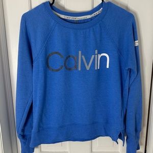 Calvin Klein Performance Collection Cropped Blue Logo Sweatshirt